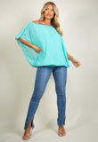 Mint Chiffon Oversized Top With Jersey Underband
