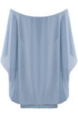 Light Blue Chiffon Oversized Top With Jersey Underband