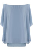 Light Blue Chiffon Oversized Top With Jersey Underband