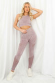 Blue Acid Wash Gym Set--pink