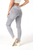 Grey Ripped Skinny Push Up Jeans