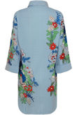 Blue Floral Striped Front Button Up Long Shirt