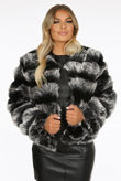 Silver Faux Fur Tier Cropped Jacket
