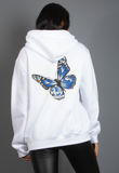 White Butterfly Print Hoodie
