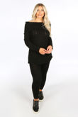 Black Bardot Knitted Jumper & Leggings Set 