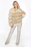 Super Soft Faux Fur Jacket In Beige 