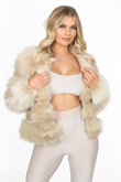 Super Soft Faux Fur Jacket In Beige 