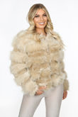 Super Soft Faux Fur Jacket In Beige 