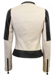 Beige Canvas with PVC Arms Biker Jacket