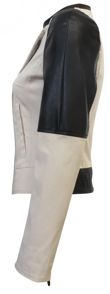 Beige Canvas with PVC Arms Biker Jacket