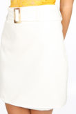 White Belted Tailored Mini Skirt 