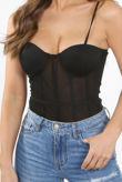 Black Mesh Bustier Bodysuit