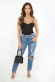 Black Mesh Bustier Bodysuit