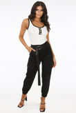 Black D Rings Belted Cargo Joggers