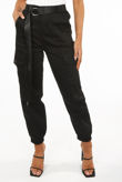 Black D Rings Belted Cargo Joggers