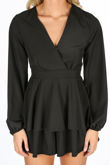 Black Long Sleeve Frill Playsuit 