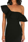 Black One Shoulder Frill Maxi Dress