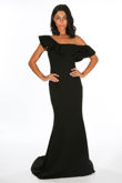 Black One Shoulder Frill Maxi Dress