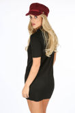 Black Ribbed Short Sleeve Jersey Dress
