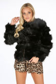 Black Soft Shaggy Faux Fur Coat