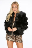 Black Soft Shaggy Faux Fur Coat
