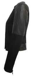 Black Canvas with PVC Arms Biker Jacket