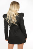Black Tailored Belted Blazer Dress