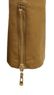 Denim Blue Zipped Pockets Camel PVC Arm Jacket