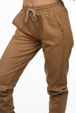 Camel Pu Tie Detail Joggers