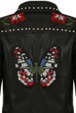 Black PU Embroidered Biker Jacket 