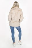 Beige Double Button Faux Fur Jacket