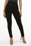Black High Waist Button Trim Trousers