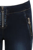 Blue Zip Front Up Stretch Band Skinny Jeans 