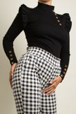 Black Frill Hem Ribbed Jumper