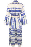 Blue Belted Maxi Dress In Aztec Print