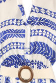 Blue Belted Maxi Dress In Aztec Print