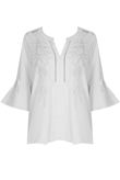 White Bell Sleeve Embroidered Blouse