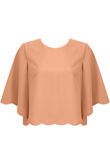 Pink Scalloped Edge Caped Sleeve Top