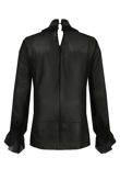 Black Chiffon Frill Knot Trim Blouse