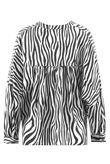 White Animal Print Curved Hem Blouse