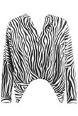 White Animal Print Curved Hem Blouse