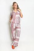 Orange Paisley Printed Wide Leg Trousers