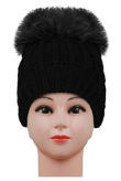Cable Knit Fur Pom Beanie