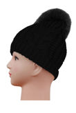 Cable Knit Fur Pom Beanie