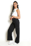 Black Straight Leg Denim Cargo Jeans