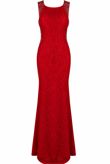 Red Stone Textured Lace Maxi Dress 