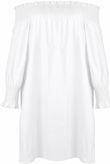 White Elasticated Off Shoulder Shift Dress