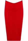 Dip Seam High Waisted Knee Length Skirt In Red