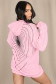 Pink Heart Ripples Print Back Hoodie
