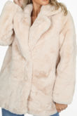 Luxe Beige Chunky Faux Fur Coat